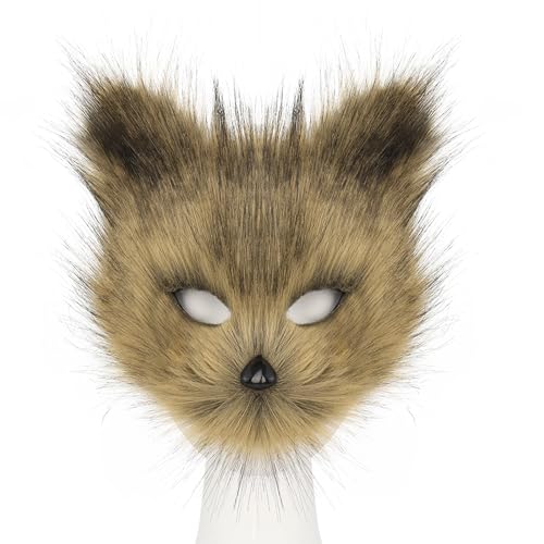 hbbhml Animal Fox Wolf Mask Halloween Party Cosplay Costumes Props Plush Cat Half Face Masks Carnival Christmas Masquerade - Image 5