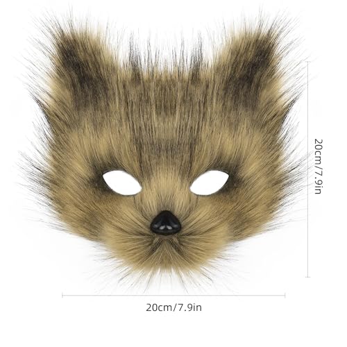 hbbhml Animal Fox Wolf Mask Halloween Party Cosplay Costumes Props Plush Cat Half Face Masks Carnival Christmas Masquerade - Image 4