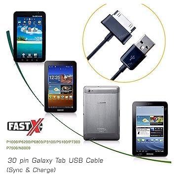 FASTX USB Data Cable Fast Sync Charger for Samsung Galaxy Tab 2 10.1 P5100 P3100 Tablet Black 30 Pin Connector Speed Transfer Mobile Charging Cord Android Device Accessory Durable - Image 2
