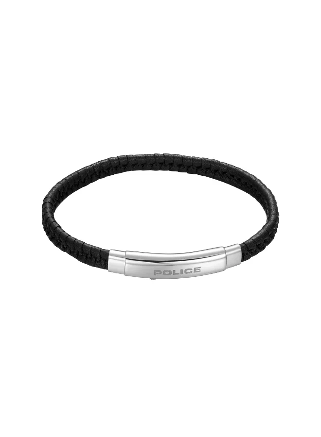 بوليس Indy II Black Leather Bracelet for Men