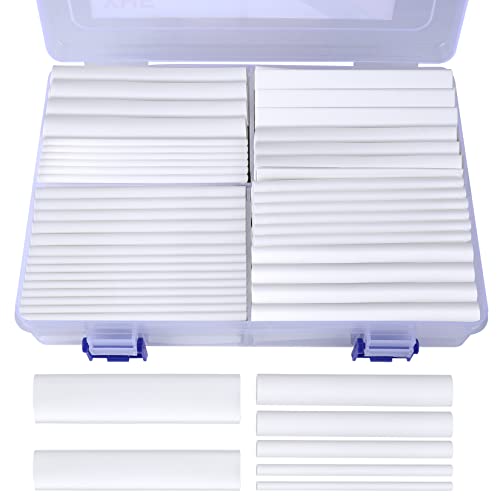 XHF 205 PCS Length 3.5" White 3:1 Waterproof Automotive Electrical Heat Shrink Tubing Assortment Kit Large Size Marine Grade Adhesive Lined Tube, Insulation Sealing - Image 1