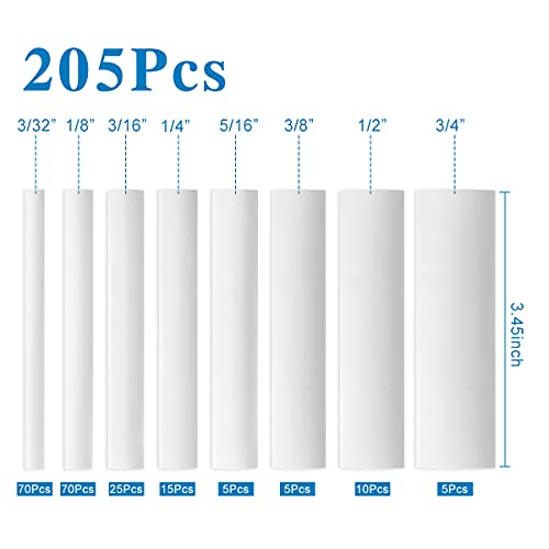 XHF 205 PCS Length 3.5" White 3:1 Waterproof Automotive Electrical Heat Shrink Tubing Assortment Kit Large Size Marine Grade Adhesive Lined Tube, Insulation Sealing - Image 4