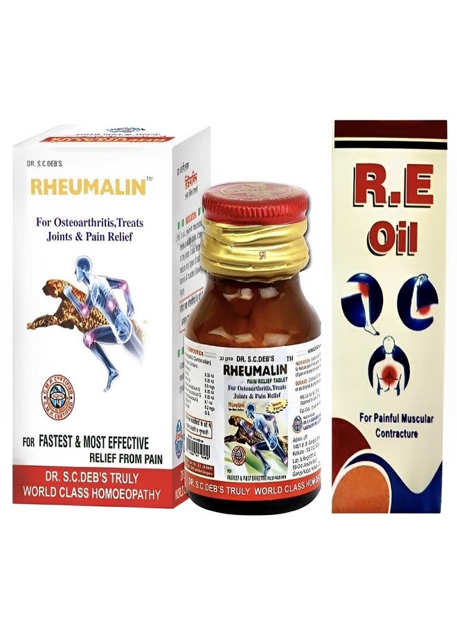 KRIG'S Rheumalin Pain Relief Tablet Homeopathy(25Gm) & R.E Pain Killer Oil Combo - Image 2