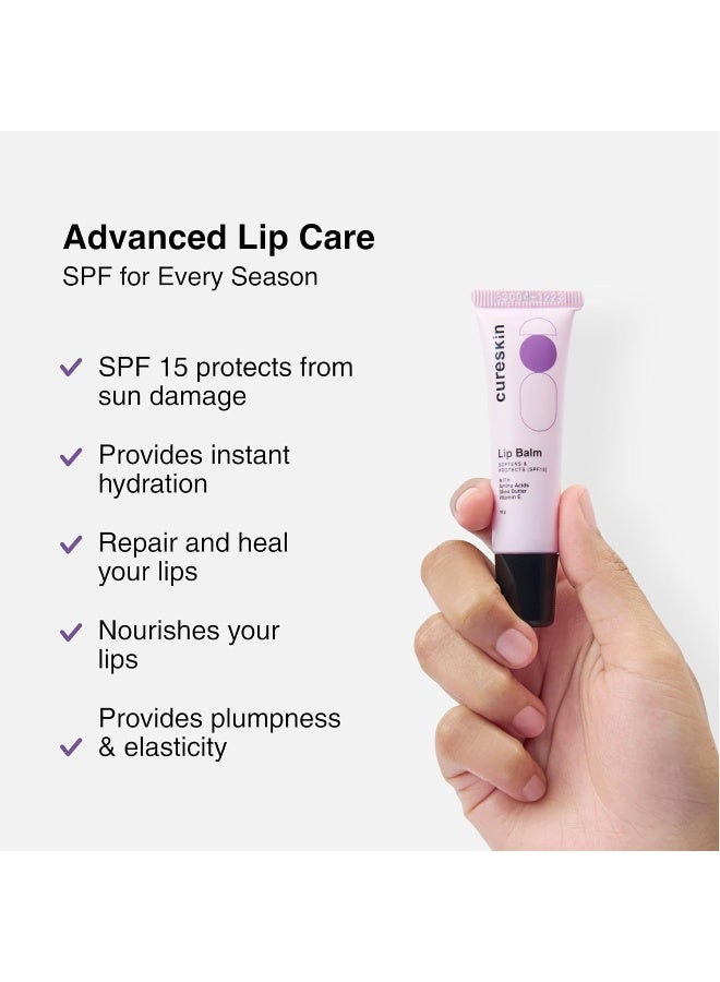 Cureskin بلسم شفاه مع SPF 15، أحماض أمينية، زبدة الشيا وفيتامين E | العناية بالشفاه | بلسم شفاه SPF للنساء والرجال | بلسم تفتيح الشفاه للشفاه الداكنة - Image 3
