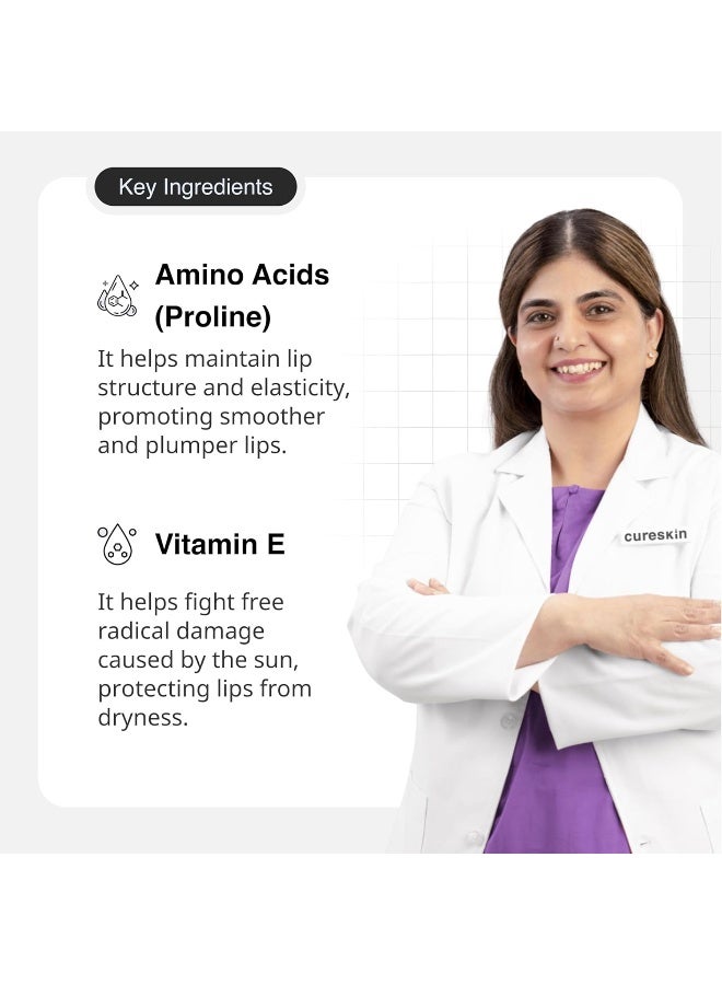 Cureskin بلسم شفاه مع SPF 15، أحماض أمينية، زبدة الشيا وفيتامين E | العناية بالشفاه | بلسم شفاه SPF للنساء والرجال | بلسم تفتيح الشفاه للشفاه الداكنة - Image 4
