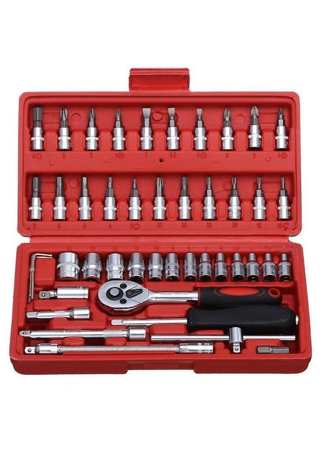 Novo - Novo Tool Kit Tool Kit for Home Use Tools Kit Spanner Set Socket Set Wrench Set Tools Set Hand Tools Bike Tool Kit Set Socket Wrench Set Spanner Set All Size Tool Kit Goti Pana Set - Box End - Image 1