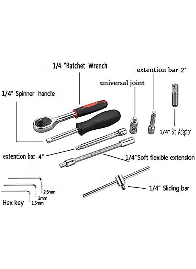 Novo - Novo Tool Kit Tool Kit for Home Use Tools Kit Spanner Set Socket Set Wrench Set Tools Set Hand Tools Bike Tool Kit Set Socket Wrench Set Spanner Set All Size Tool Kit Goti Pana Set - Box End - Image 1