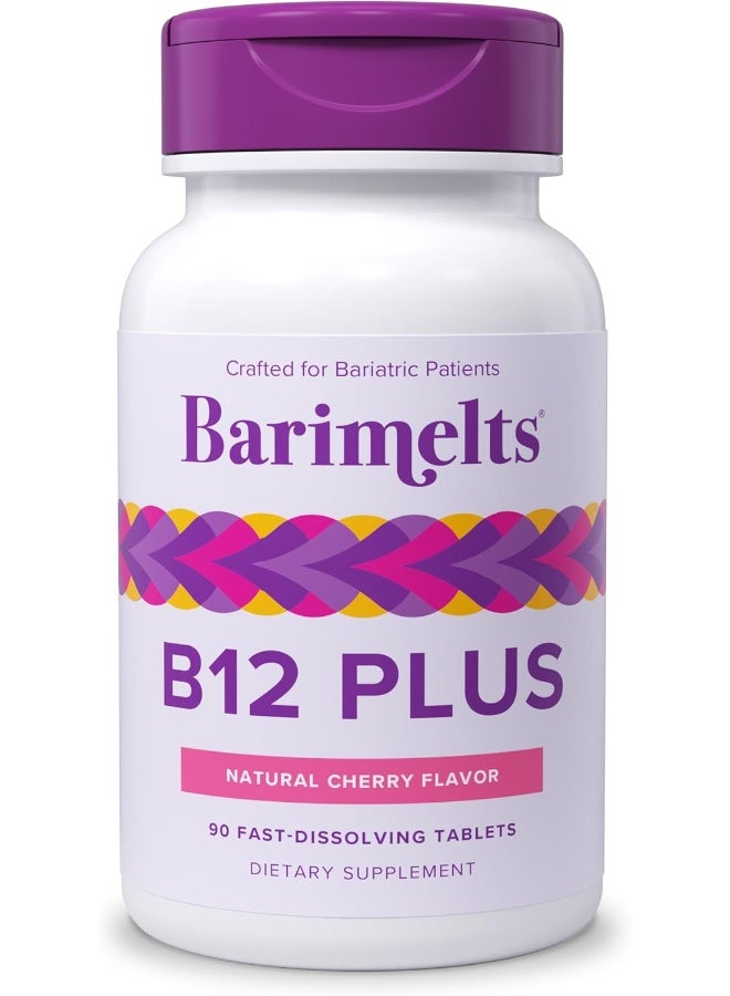 BariMelts B12 Plus, Dissolvable Bariatric Vitamins, Natural Cherry Flavor, 90 Fast Melting Tablets - Image 1