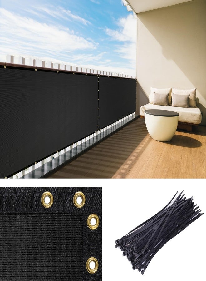 Royal Shade 3' x 10' Black Balcony Privacy Screen Apartment above Railing Porch Patio Fence Windscreen Cover Netting Mesh Fabric Cloth - Cable Zip Ties Included (We Make Custom Size) - Image 1