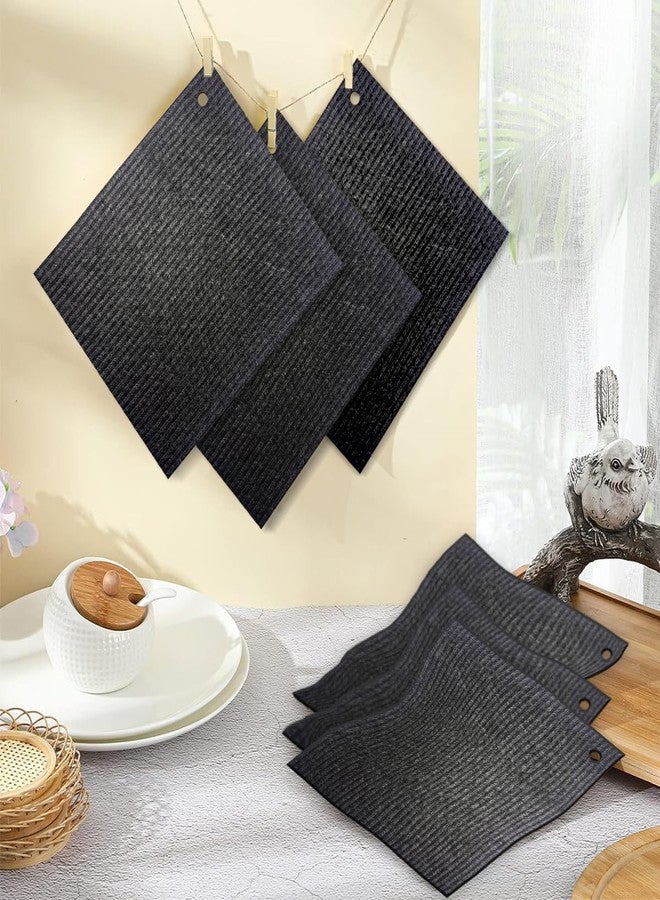 Spunspon 6 - Pack Swedish Kitchen Dish Cloths - Reusable Paper Towels for Counters & Dishes - Eco Friendly Cellulose Sponge Cloth - Assorted (Black) - Image 5
