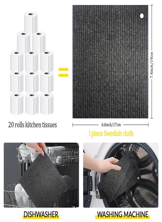 Spunspon 6 - Pack Swedish Kitchen Dish Cloths - Reusable Paper Towels for Counters & Dishes - Eco Friendly Cellulose Sponge Cloth - Assorted (Black) - Image 3