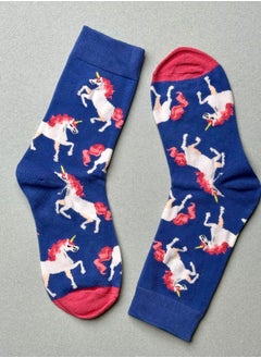 The Socks Hype 3 Pairs Unicorn Pattern Soft Cotton Socks for Men Women | Unicorn Pattern Cute Cartoon Crew Socks | Colorful Cotton Blend Casual Ankle Dress Socks  - Image 1