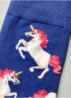 The Socks Hype 3 Pairs Unicorn Pattern Soft Cotton Socks for Men Women | Unicorn Pattern Cute Cartoon Crew Socks | Colorful Cotton Blend Casual Ankle Dress Socks  - Image 2