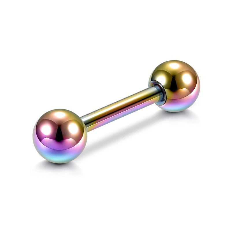 Zysta Stainless Steel 14G Body Piercing Barbells Silver Gold Black Rainbow Color 10mm Post Studs Earring Nipple Nose Tongue Helix Tragus Cartilage Labaret Medusa Lip Eyebrow Straight Bar 6mm Ball Screw - Image 5