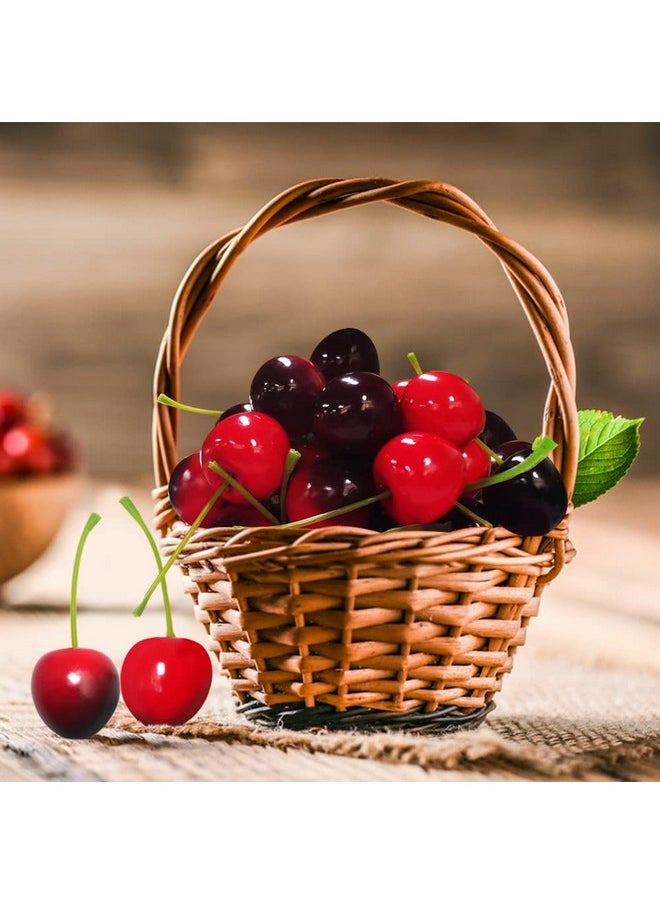 lyfLux 100 Pcs Cherry Fruit, 4 Colors Fake Cherries, Fake Fruit, Fruit Decor, Used For Furniture Decoration, Ornaments, Photo Props And Window Display  - Image 4