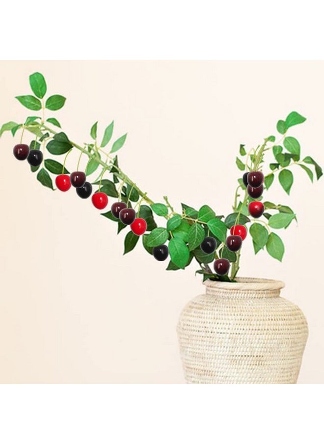 lyfLux 100 Pcs Cherry Fruit, 4 Colors Fake Cherries, Fake Fruit, Fruit Decor, Used For Furniture Decoration, Ornaments, Photo Props And Window Display  - Image 3