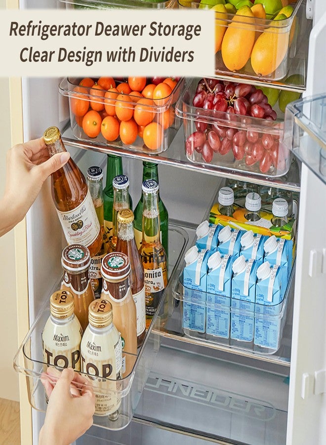 Attelite 3 Pack Fridge Organizer on Wheels,Roll Out Refrigerator Organizers and Storage Clear Design with Dividers,Upgrade Thick Plastic Storage Bins with Wheels, Kitchen Organization - Image 4