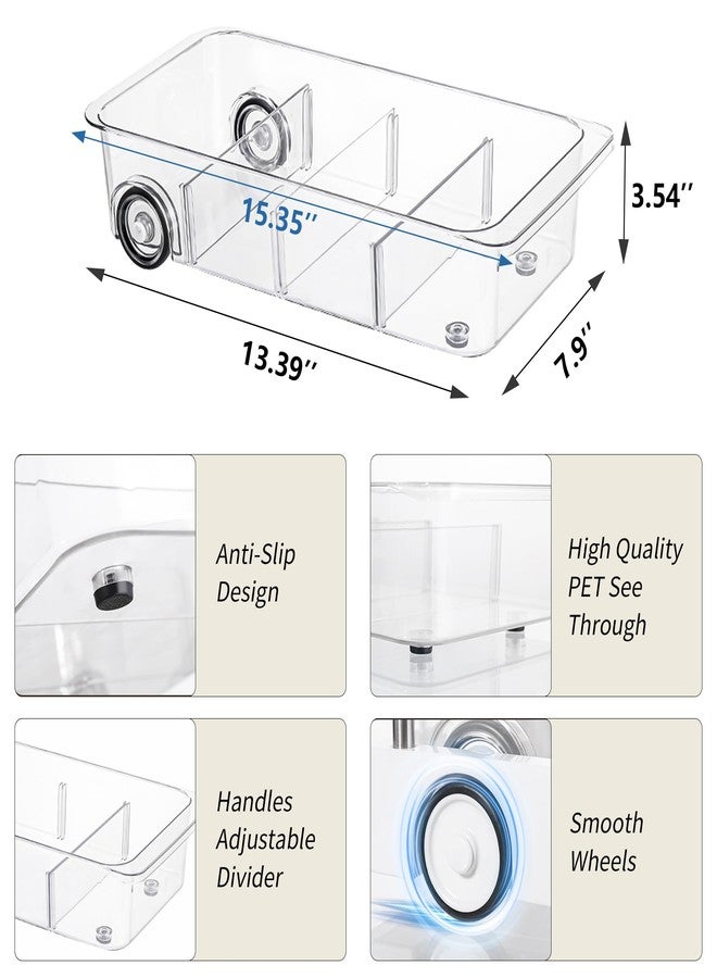Attelite 3 Pack Fridge Organizer on Wheels,Roll Out Refrigerator Organizers and Storage Clear Design with Dividers,Upgrade Thick Plastic Storage Bins with Wheels, Kitchen Organization - Image 2