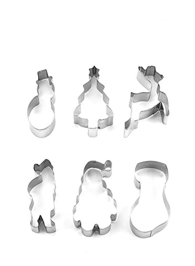 Cake Decor Stainless Steel 6 pcs Bell Shaped Snowman Christmas Tree Jingle Bell Santa Cookie Cutter Fondant Biscuit Cake Fruit Cutter - Image 2