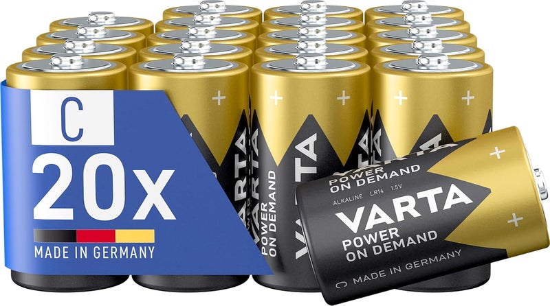 فارتا بطاريات Power on Demand C (عبوة اقتصادية من 20 قطعة - ذكية ومرنة وقوية، للأجهزة الطرفية المتنقلة - على سبيل المثال لإكسسوارات الكمبيوتر وأجهزة المنزل الذكي أو المصابيح اليدوية) - Image 1