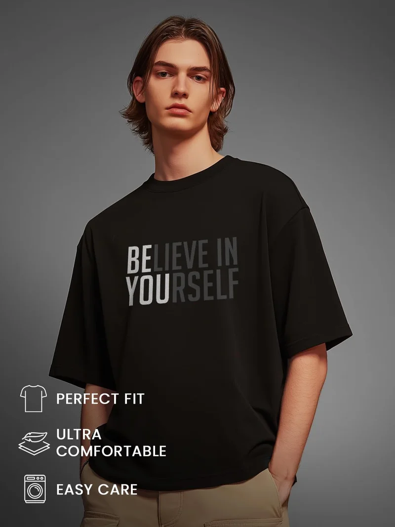 Black Oversized Graphic T-Shirt for Men
