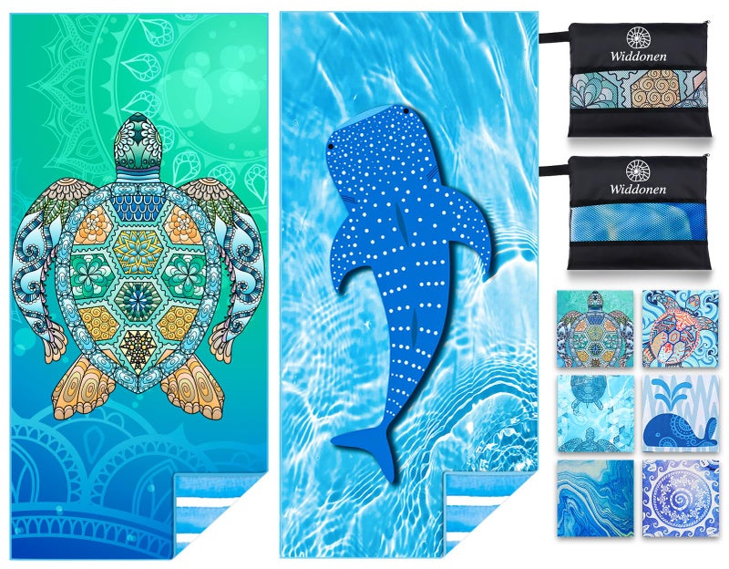 Widdonen Microfiber Thin Lightweight Beach Towel Sand Free Quick Dry Absorbent Compact Towels for Swimming Pool Camping Beach Accessories Large Easy Pack Travel Things for Vacation Essentials Adult Gift - Image 1