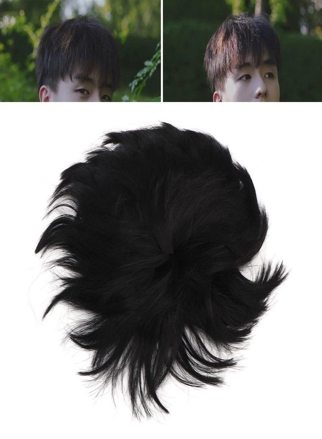 Filfeel Stylish Comfortable Men's Short Toupee Hair Topper Wig for Daily Wear, Halloween Cosplay, and Fashionable Outfits- Handsome Comfortable Breathable Men Hair Topper Wig - Image 5