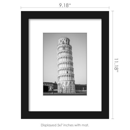 Wiscet 8x10 Picture Frame Set of 9, Display Pictures 5x7 with Mat or 8 x 10 Without Mat, Photo Frame for Wall Mounting or Tabletop, Black - Image 3