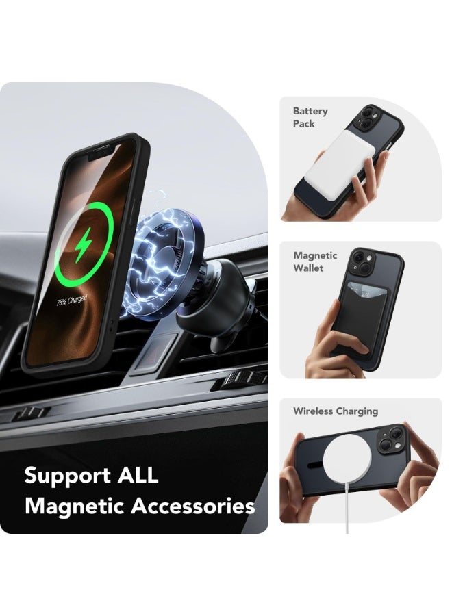 كبرارو جراب مغناطيسي لهاتف iPhone 14، [متوافق مع MagSafe] [حماية كاملة للكاميرا] جراب هاتف شفاف غير لامع رفيع مقاوم للصدمات لهاتف iPhone 14 مقاس 6.1 بوصة، أسود - Image 3