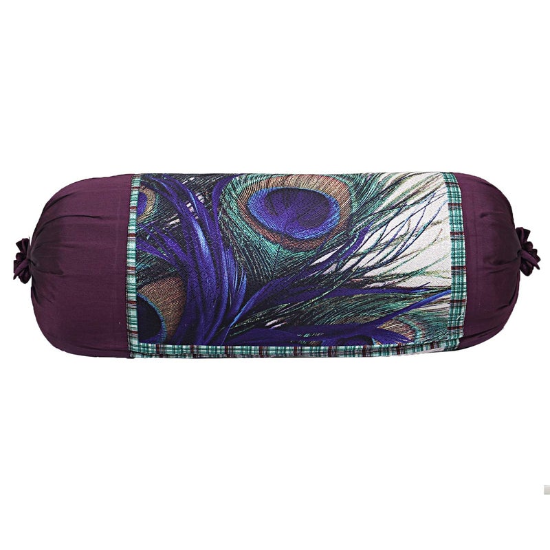 Kuber Industries Peacock Wings Design Cotton 2 Pieces Bolster Cover Set (Cream), CTKTC13665 - Image 4