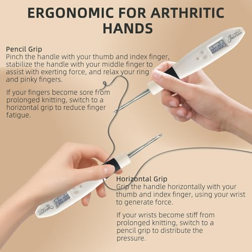 Jeciran 24 Interchangeable Heads Light Up Crochet Hook Set with Digital Stitch Counter, Ergonomic Rechargeable LED Crochet Hooks for Dark Yarn & Arthritic Hands, Knitting Tool Kit,Gifts for Crocheters - Image 4