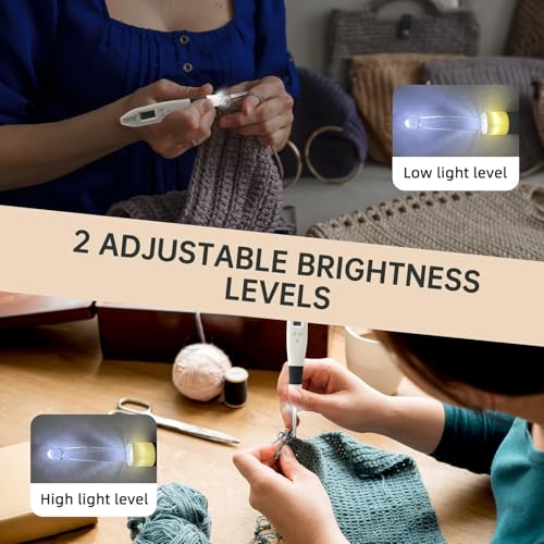 Jeciran 24 Interchangeable Heads Light Up Crochet Hook Set with Digital Stitch Counter, Ergonomic Rechargeable LED Crochet Hooks for Dark Yarn & Arthritic Hands, Knitting Tool Kit,Gifts for Crocheters - Image 5