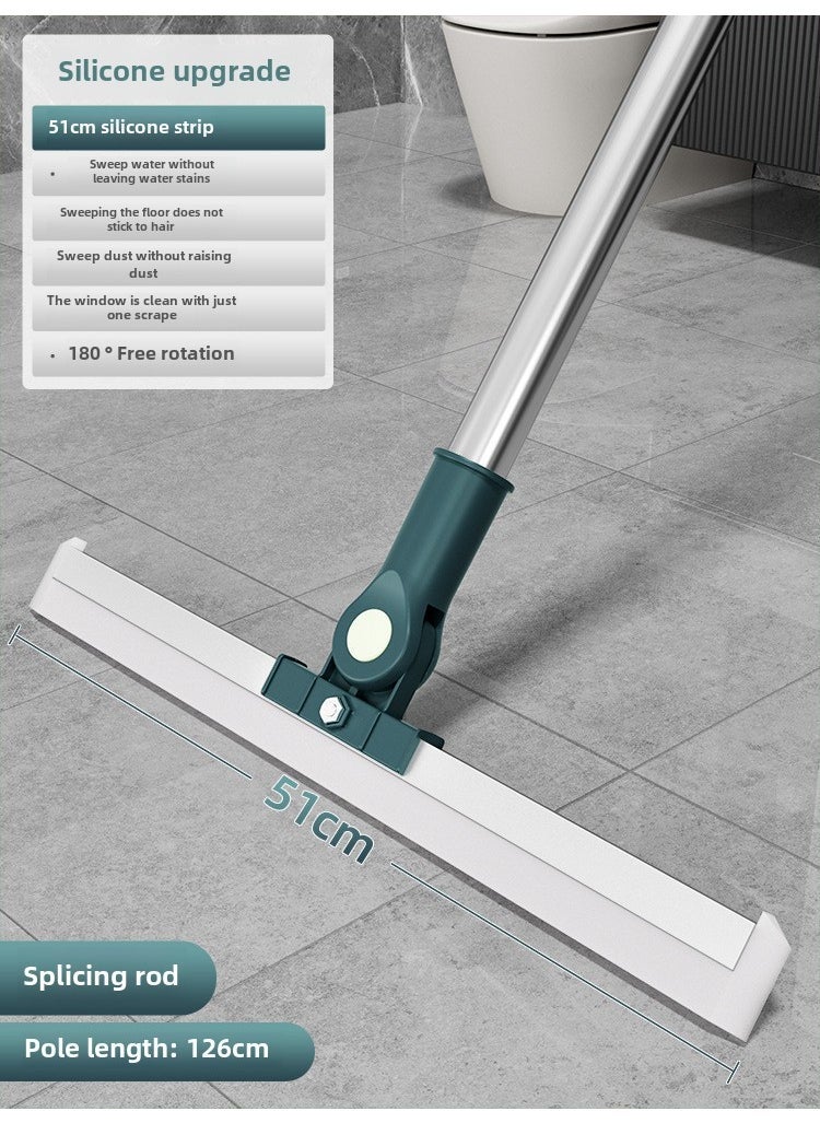 Magic Silicone Broom Household Squeegee Mop [51cm splicing Rod] new upgrade silicone strip 