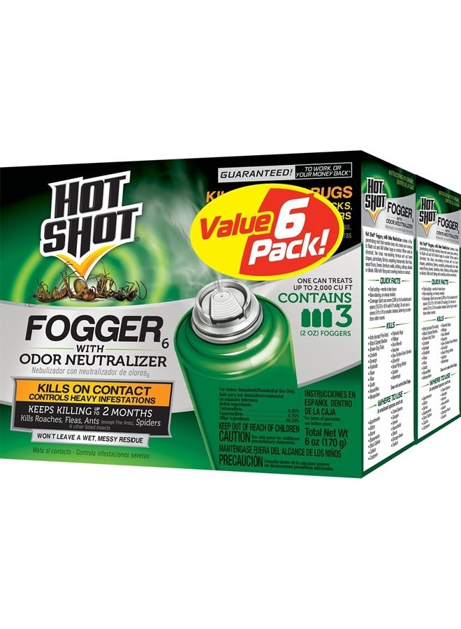 Hot Shot Fogger With Odor Neutralizer, Kills Roaches, Ants, Spiders & Fleas, Controls Heavy Infestations, 3 Count, 2 Ounce Pack of 2
