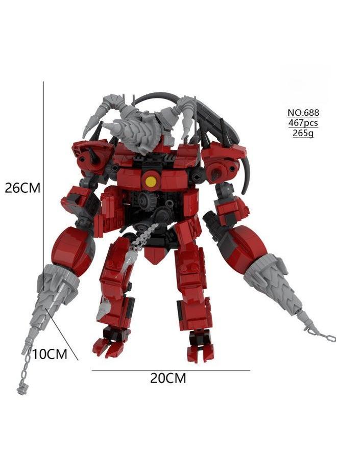 Overseas Monitor Man Toilet Toy War King Building Blocks Moc Titan Sound Handheld Model-Color:667 Red Lotus Biochemical  - Image 5