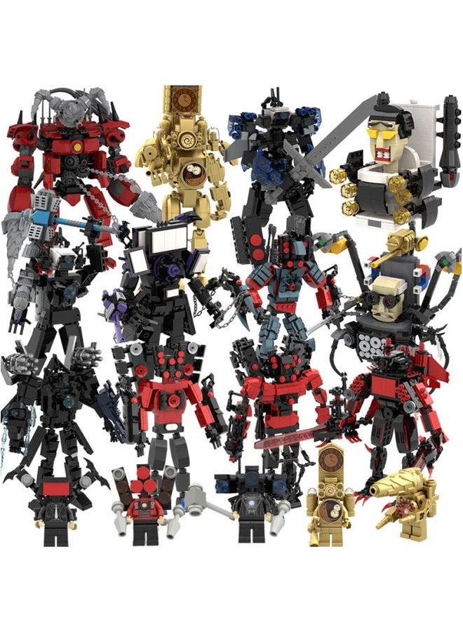 Overseas Monitor Man Toilet Toy War King Building Blocks Moc Titan Sound Handheld Model-Color:667 Red Lotus Biochemical  - Image 2
