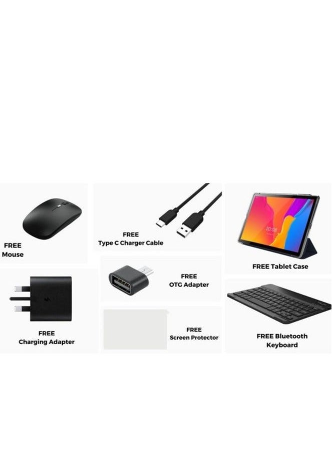 Oteeto TAB 10 Pro Tablet/Single SIM 5G Network/8GB RAM + 512GB ROM/5G Wifi/8000 mAh/8MP Front + 13MP Rear Camera/Quad Core 2.0GHz Processor/Android 13/Includes Keyboard,Mouse,Touch Pen,OTG,Flip Cover