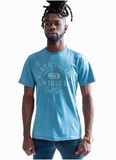 Top Gun TOP GUN® Men's Short Sleeve Graphic T-Shirt - NORTH ISLAND Print, Soft Cotton, Casual Streetwear Tee, Crewneck, Trendy Urban Style for Men, Blue Color 