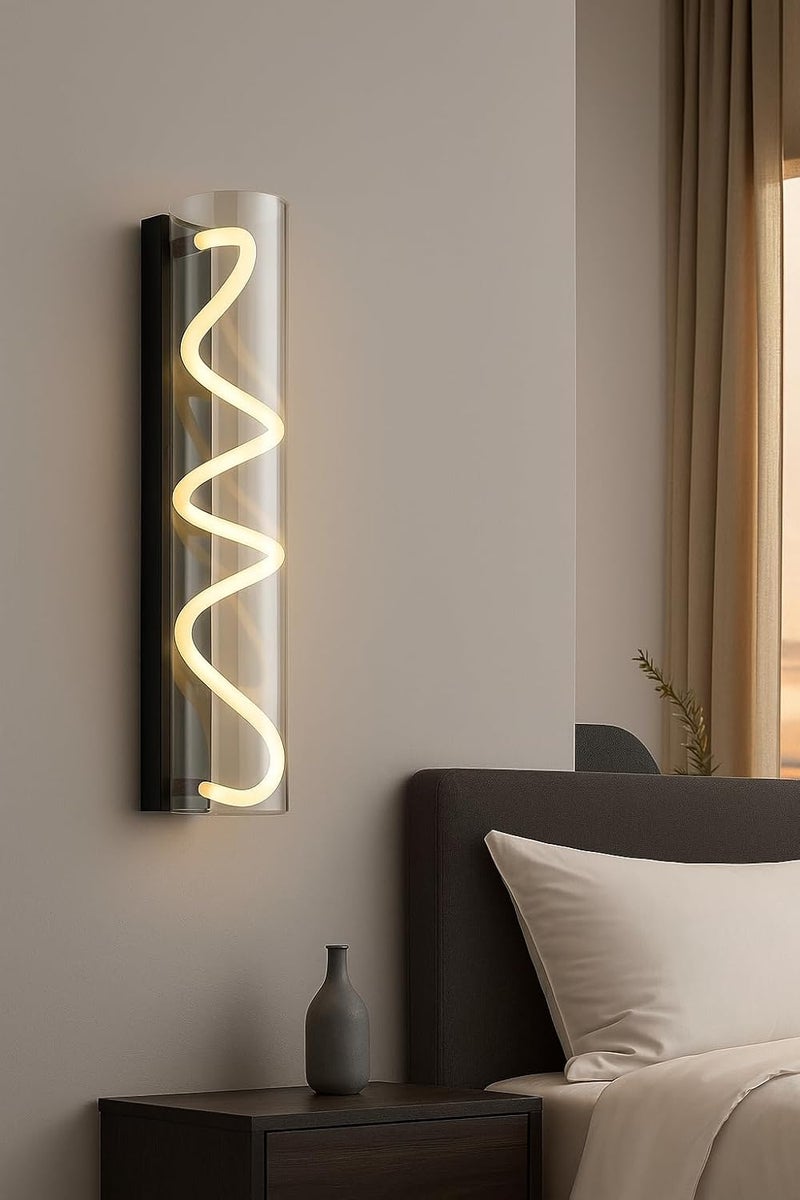 Modern LED Wall Light – Creative Loop Design, Iron & Silicone Body, Warm White Glow, Decorative Indoor Lamp for Bedroom, Living Room, Hallway, or Hotel – Black Finish - Image 1