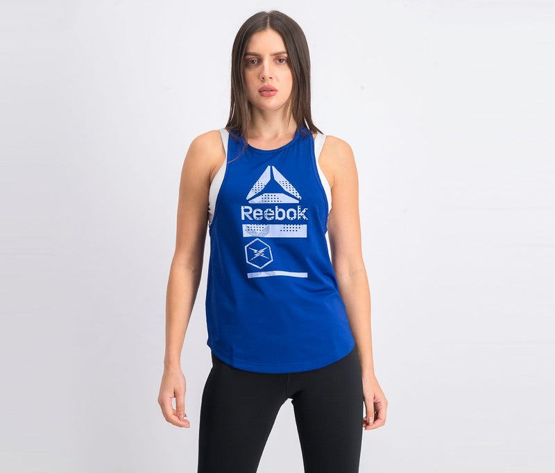 Reebok Womens Active Chill Graphic Tank, Deep Cobalt - Image 1