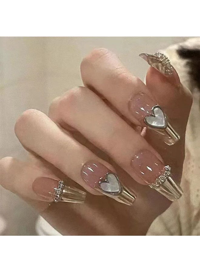 Goolsky Chic Mirror Shell Heart Chain Press-on Nails - Image 3