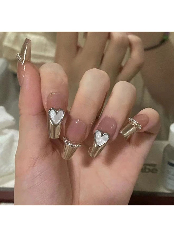 Goolsky Chic Mirror Shell Heart Chain Press-on Nails - Image 4