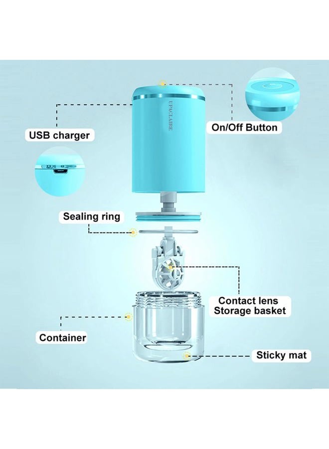 UpaClaire Ultrasonic Contact Lens Cleaner 2.0 (2nd Generation), Intelligent Cleaning Machine for Soft and Rigid (RGP) Contact Lenses, Blue - Image 3