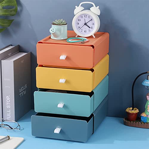 Divinext Set of 4 Stack desk storage Drawer | Office Desk Supplies Organizer | Multi-color| plastic - Image 1