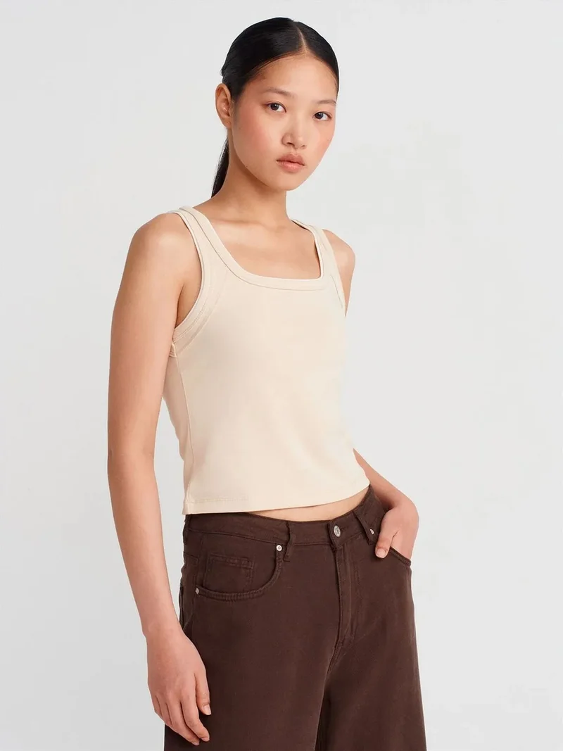 Dilvin Dilvin Women's Ribbed Cotton Cami Blouse