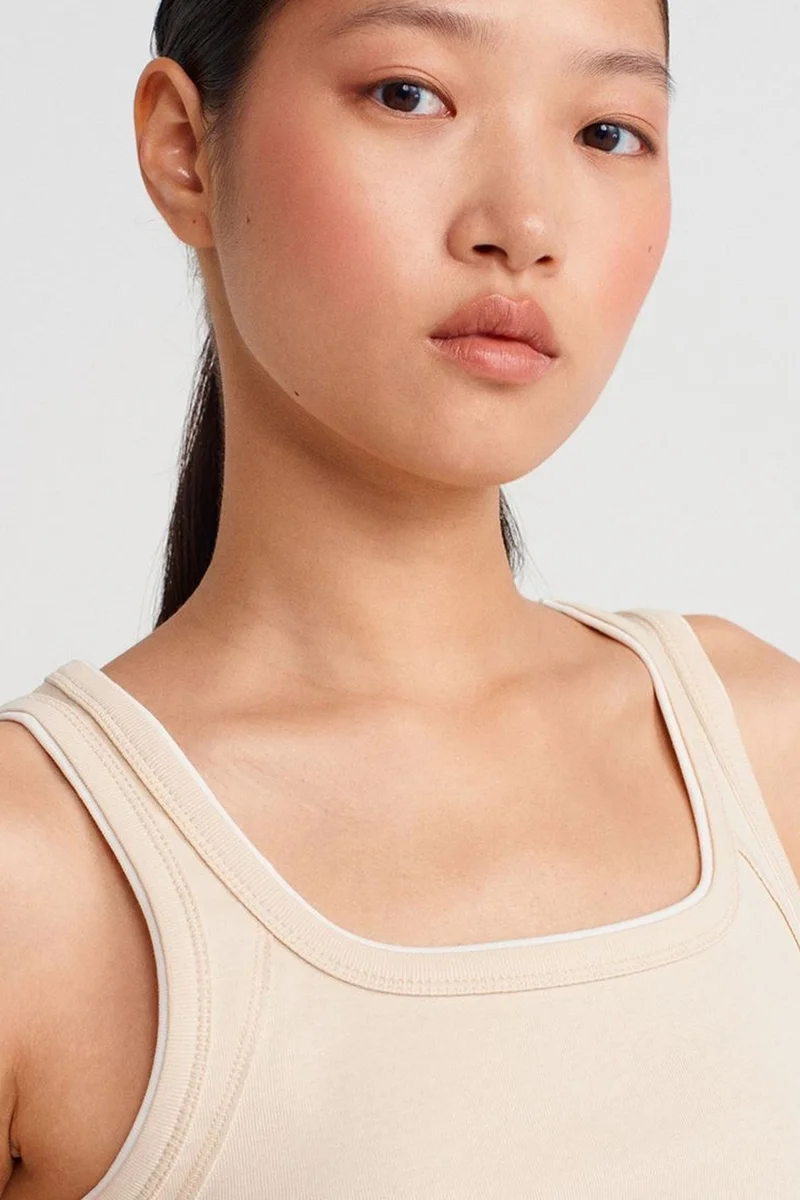 Dilvin Beige Natural DILVIN Women's Ribbed Cotton Cami Blouse for Women | Best Price UAE