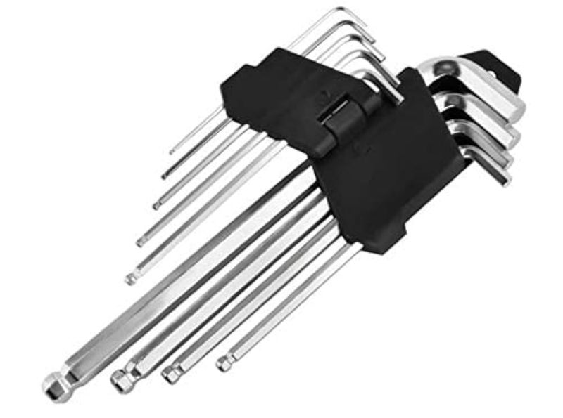9 pcs LONG ALLEN KEY SET Ball Point Chrome Vanadium Steel, Hex