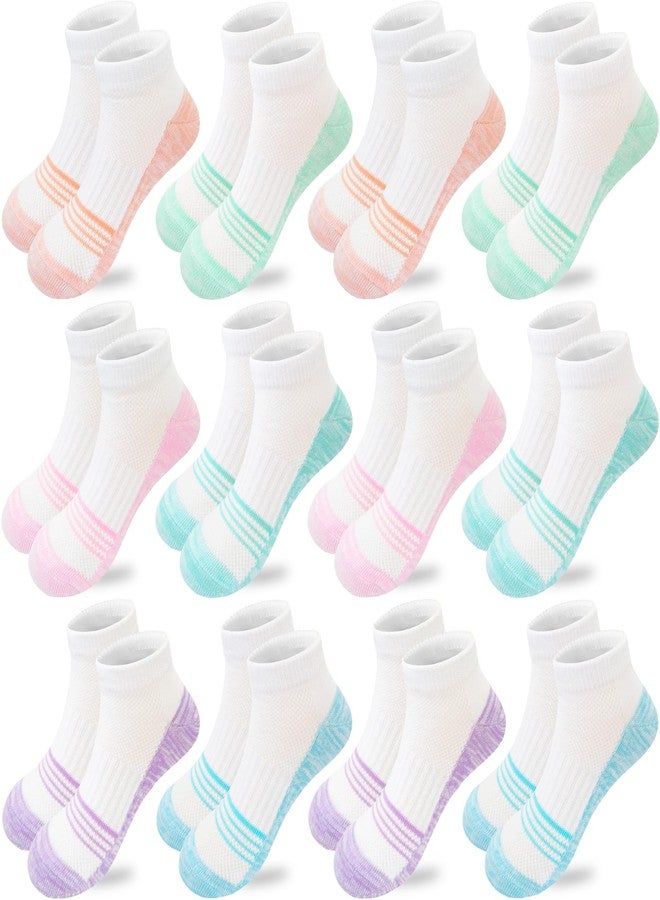 Bemeol Girls Socks 12 Pairs Ankle Socks for Girl Running Athletic Low Cut Sock Cotton Sports Sock(7-10 Years) - Image 1