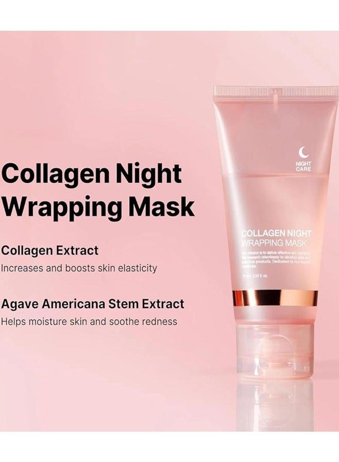 Collagen Overnight Wrapping Peel Off Facial Mask Pack - Elasticity & Hydration Care, Reduces Sagging & Dullness - Hydrolyzed Collagen For Glowing Skin - Korean Skin - Image 2
