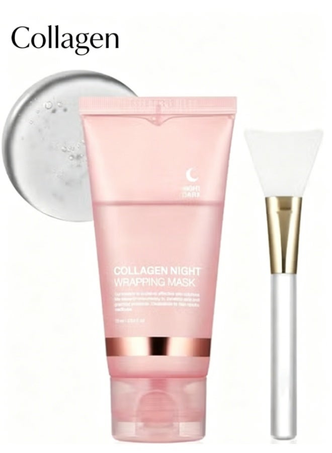 Collagen Overnight Wrapping Peel Off Facial Mask Pack - Elasticity & Hydration Care, Reduces Sagging & Dullness - Hydrolyzed Collagen For Glowing Skin - Korean Skin - Image 1